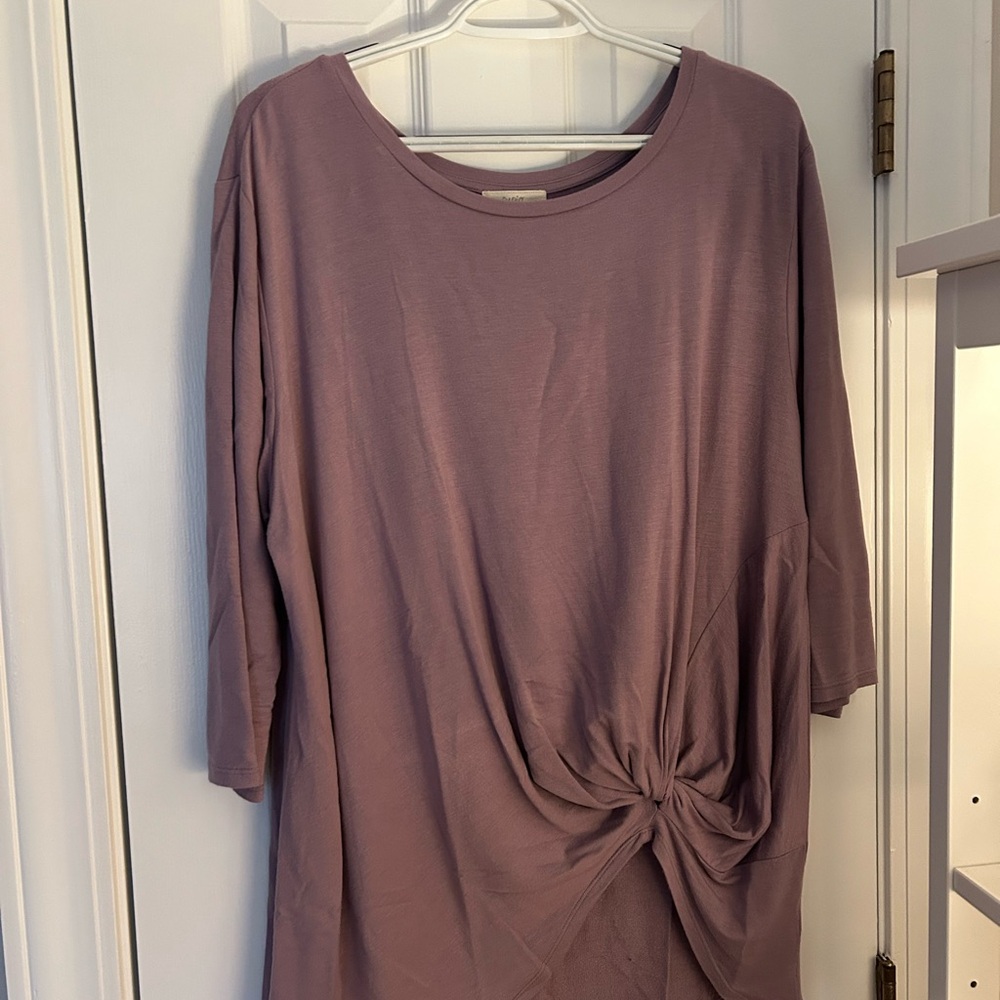 Cupio Dusty Purple Long Sleeve Knot Top